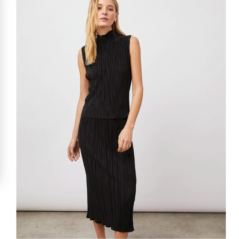 Rails Black Pleated Midi Skirt